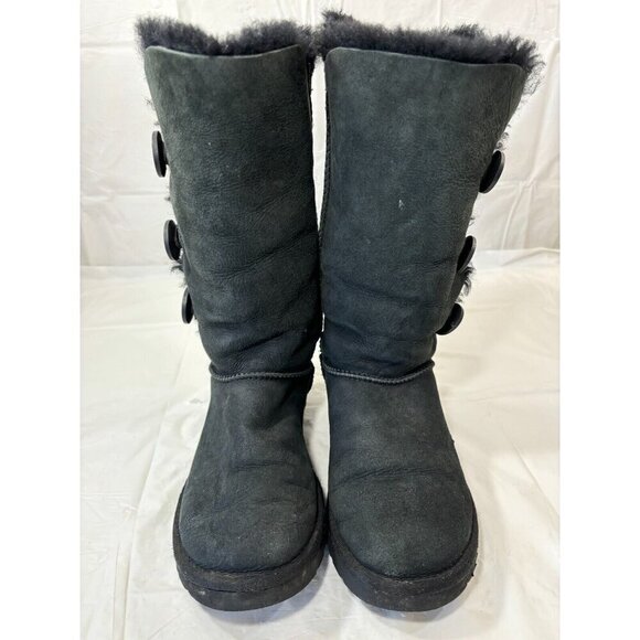 UGG Bailey Button II Triple Black Suede Boot Womens Size 7 - Picture 5 of 12